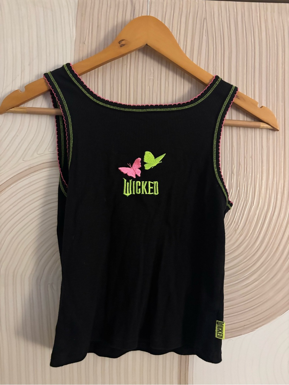 Universal Black Tank Top with Pink & Lime Green Accents